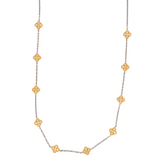 14 Karat Two Tone Diamond Clover Station Necklace
